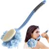 MURRI&MURRDI Spazzola da doccia con manico lungo, spazzola per schiena con setole e luffa, spugna da bagno con manico lungo, spazzola da bagno antiscivolo per massaggio esfoliante della pelle