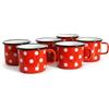 Madacha - 6 tazze in metallo smaltato, 500 ml, colore: Rosso a pois