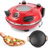 KLAIF Forno elettrico per pizza per interni, LM-rosso (MFSP) | Pietra in ceramica da 30,5 cm e padella, due regolatori di temperatura regolabili, 420 °C, 1200 W