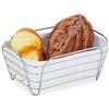 Relaxdays Cestino Portapane da Colazione in Metallo con Inserto Interno in Stoffa, Rimovibile, Lavabile, Bianco