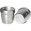 Erkundpresso. Set di 2 Tazzine da Espresso 150ml, Acciaio Inossidabile 304 Argento Vintage Opaco, Doppia Parete Isolante - Impilabili Infrangibili con Bordo Antiscivolo, Caffè/Beer, Viaggio/Campeggio