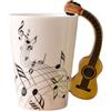 CENMEN 240 ml, ceramica musicale creativa carino tazze e tazze da caffè, tè, latte e lamelle con manico regali , chitarra in legno