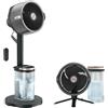 Shark FlexBreeze Pro Mist Fan - Ventilatore per interni ed esterni, nebulizzazione integrata, da piedistallo a tavolo, con filo o senza fili, batteria fino a 24 ore, oscillante, grigio antracite,