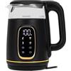 avenido Bollitore elettrico con regolazione della temperatura, potenza 2200 W, capacità 1,7 l, funzione di mantenimento in caldo, vetro e plastica, colore: nero/oro