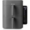 LEHMANN Friggitrice ad Aria Doppio Cestello 12 L, 2800 W, 10 Programmi & Regolazione Manuale 40-230°C, Schermo Touch, Rivestimento Antiaderente, Air Fryer XXL ideale per le Famiglie Numerose