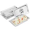 Crynvor Contenitore in Acciaio Inox, Contenitori per Alimenti, Set di 3 Ciotole per Impanare, Vaschette, Vassoi Rettangolare per Cotolette, Carne, Pesce, Buffet e Catering, 32.5 x 17.5 x 6.5cm