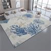 Generic Blu Tappeto Salotto 60 x 110 cm Antiscivolo Tappeti Lavabile Stile Marino Texture Stella Marina Corallo Motivo Pelo Corto per Camerette Camera da Letto Sala da Pranzo