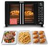 Gourmia Toaster Oven Air Fryer Combo 17 cooking presets 1700W french door digital air fryer oven 24L capacity accessories, convection toaster oven rack, baking pan tray recipe book GTF7460,Large,Black