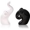 Flanacom Set Saliera e Pepiera Elefante in Porcellana - Regalo Matrimonio Casa Nuova Accessori Cucina Divertenti Sale Pepe