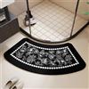 Morbuy Tappetino Doccia Curvo in Diatomite, Tappeto Bagno Super Assorbente ad Asciugatura Rapida Antiscivolo Lavabile per Box Doccia Angolare (Peonia nera,45x90cm)