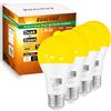 Qualilux Lampadine da esterno con insetti dal tramonto all'alba, 1900 K, giallo ambra, 600 lumen, LED 9,5 W, A19 E26, confezione da 4, HQ-H018