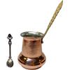 Leo Design Caffettiera turca in rame massiccio (350 ml) | Manico in ottone Cezve - 3 mm di spessore fatto a mano martellato Ibrik Briki piano cottura araba greca (manico in ottone, 350 ml)
