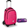 Invicta Trolley Scuola New Tech Solid Invicta, Rosa, 3 in 1, Zaino con Carrello Sganciabile, Multi tasche, Maxi Capienrte, Scuola, Viaggio e Tempo Libero, Ragazzi + BUSTINA SPACE P