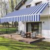 Randaco Tenda da sole da balcone, con braccio snodato, 250 x 200 cm, con regolazione angolare (0-30°), resistente ai raggi UV e alle intemperie, blu/bianco a righe