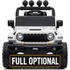 Mondial Toys Jeep Wrangler Rubicon 12V Auto Elettrica per Bambini 2 Potenti Motori Telecomando Cintura a 5 Punti Ammortizzatori Luci LED fino a 30 kg (Bianco)
