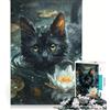 JIANGENNF Puzzle per adulti da 1000 pezzi: Gatto nero nello stagno, giochi per famiglie, interazione genitore-figlio, lista dei desideri con Babbo Natale 38x26cm