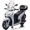 Mondial Toys Honda SH 350 12V Moto Elettrica per Bambini con Licenza Ufficiale, Scooter Elettrico con Ruote in Gomma, Sedile in Pelle, Bauletto, Rotelle Stabilizzatrici, Luci LED e Suoni, MP3 Grigio