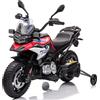 Mondial Toys Motocicletta BMW F 850 GS Moto Elettrica Bambini 12V Ruote in Gomma EVA Rotelle Removibili Cavalletto in Metallo Luci LED USB Suoni Sedile Ampio 3-8 Anni Sospensioni fino a 30 kg Rosso