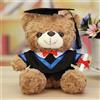 FGen Orsacchiotto per la Laurea, Orsacchiotto Peluche, Orsetto di Peluche, Regali Laurea, Orso di Peluche con Diploma e Cappello di Dottore, per Scuola Laurea Decoro (Bruno, collo blu)