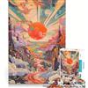 JIANGENNF Puzzle per adulti da 1000 pezzi Sole arancione splendente nel villaggio, gioco rilassante, sfida impegnativa, per rafforzare l'amore tra le coppie 38x26cm