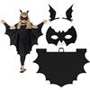 Mizijia Costume Pipistrello Bambini, Costume Pipistrello Halloween Bambini + Maschera Pipistrello + 2 Forcina da Pipistrello, Nero Mantello Pipistrello, Costume Pipistrello Bambina/Ragazzo
