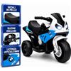 TOYSCAR Moto Elettrica per Bambini 18-36 Mesi Licenza Ufficiale BMW S1000RR 6V Versione Deluxe Sedile Pelle Suoni e Luci Portata 20KG (Blue)