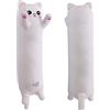 SNOWOLF Gatto Morbido Cuscino Peluche Lungo Tiro per Dormire Cotone Gattino Ripiene Carino Peluche Bambola Giocattolo Regalo per Bambini Fidanzata (White, 110cm)