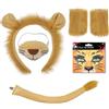 TUONYIS 5 pezzi costume da Re Leone, fascia per capelli, guanti per naso, coda adesiva per viso, kit di accessori per adulti e bambini, per carnevale, cosplay, Natale, compleanno, Halloween