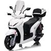 Mondial Toys Honda SH 350 Moto Elettrica 12V per Bambini Licenza Ufficiale Scooter con Ruote in Gomma Rotelle Stabilizzatrici Sedile in Pelle Bauletto Ammortizzatori Reali Luci LED Suoni MP3 Bianco
