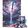 JIANGENNF Puzzle da 1000 pezzi per adulti Lama della Tempesta di Sakura, giochi per famiglie, decorazione perfetta, compleanno e Natale 38x26cm