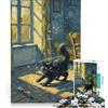 JIANGENNF Puzzle da 1000 pezzi per adulti, gatto nero in stile Van Gogh, antistress, decorazione per la casa, regalo di compleanno 50x75cm