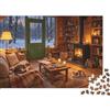 DAFUfbw Cabin Fireplace Puzzle per Adults 1000Pc Recyclable Paper Warm Living Room Jigsaw Puzzle Parent Child Game Props Developing Boy & Girl's Intelligence Toy 38x26cm/1000pcs