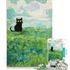 JIANGENNF Puzzle da 1000 pezzi per adulti, gatto nero in stile Van Gogh, gioco educativo, decorazione per la casa, collezione d'artista, belle arti 38x52cm
