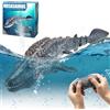 DAWRIS Mosasaurus, barca telecomandata, 2,4 GHz, impermeabile, a U per bambini dai 6, radiocomandata a distanza con luce LED e nebulizzazione, doppia elica giocattolo per piscina Pond