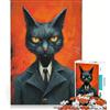 JIANGENNF Puzzle per adulti da 1000 pezzi, gatto nero in giacca e cravatta, gioco rilassante, regalo di compleanno, regalo di Natale 38x26cm