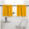 Pickluc Tenda per caffè (mezza finestra), lunghezza 76 cm, con tasca per asta, tenda corta oscurante per finestra piccola, 76,2 cm di larghezza e 76,2 cm di lunghezza, 2 pannelli, giallo senape