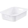 SmartStore Cesto portaoggetti da 6 l, in plastica riciclata con manici, bianco, impilabile l'uno sopra l'altro, senza BPA, piccolo cestino, lunghezza 37 x larghezza 28 x altezza 10 cm