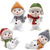 Dekohelden24 Bambino neve con cappello e sciarpa in verde, arancione, rosso e grigio, set da 4 pezzi, lunghezza 4,7 x 4,7 x 8 cm, 8 cm