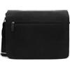 WILD LIFE Borsa messenger in pelle da caccia, per uomo e donna, di colore nero, con bottone automatico magnetico e cerniera, 43 x 33 x 12 cm