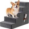 Kohentact Scaletta per Cani e Rampa per Letto Alto e Divano, 33-61 cm Scala Rimovibile per Cani Piccoli e Medi, Schiuma 40D Robusta, Antiscivolo, Rivestimento Lavabile con Rullo Levapelucchi, Grigio