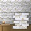 COMSTICKC Pannelli Adesivi per Pietra 3D, 10 Pezzi 30x30cm | Mattoni 3D Adesivi Murali, PVC Pannello Finta Pietra per Decorativi Pareti Interne Cucina, Bagno, Soggiorno (Bianco-1)