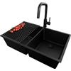 PRIMAGRAN Lavandino da Cucina Tutto Nero - London Twin Slim, 76x47cm