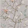 VEELIKE Carta da Parati Uccelli Grigio Vintage Carta da Parati Adesiva Muro Floreale v Uccellini Cineserie Adesivi Murali Fiori Ramo di Albero Fotomurale da Parete Camera da Letto Bagno 44,5cm x 300cm