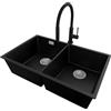 PRIMAGRAN Lavandino da Cucina Nero - London Twin Slim, 76x47cm