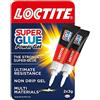 Loctite Gel Instant Super Glue, forte colla trasparente multiuso per riparazioni di alta qualità, vari materiali, facile da usare, super colla istantanea, 2 x 3 g, trasparente