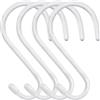HiGift Set di 4 grandi ganci a S con rivestimento in vinile, 15,2 cm, resistenti, a forma di S, per appendere piante, vestiti, jeans, vasi, asciugamani, colore: bianco