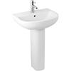 Inbagno Lavabo bagno con colonna, L 55x41 cm in ceramica bianca, fissaggi inclusi