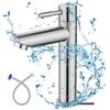 REFORUNG Rubinetto Singolo Acqua Fredda 175mm Rubinetto Cucina Solo Acqua Fredda in Acciaio Inox 304 Rubinetto Acqua Fredda con 60cm Tubo di Collegamento per Bagni, Toilette, Giardini