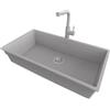 PRIMAGRAN Lavandino sottotop al Mobile 90cm + Rubinetto, 86x47cm | Set: Rubinetto BW3010 + Kit di scarico + Lavello in Granito a 1 Vasca - Prague 90 Level, Grigio