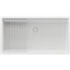 PRIMAGRAN Lavello sottotop al Mobile 90cm + Kit di scarico, 86x47cm | Set: Kit di scarico + Scolapasta avvolgibile + Lavandino in Granito a 1 Vasca - Prague 90 Level, Tutto Bianco